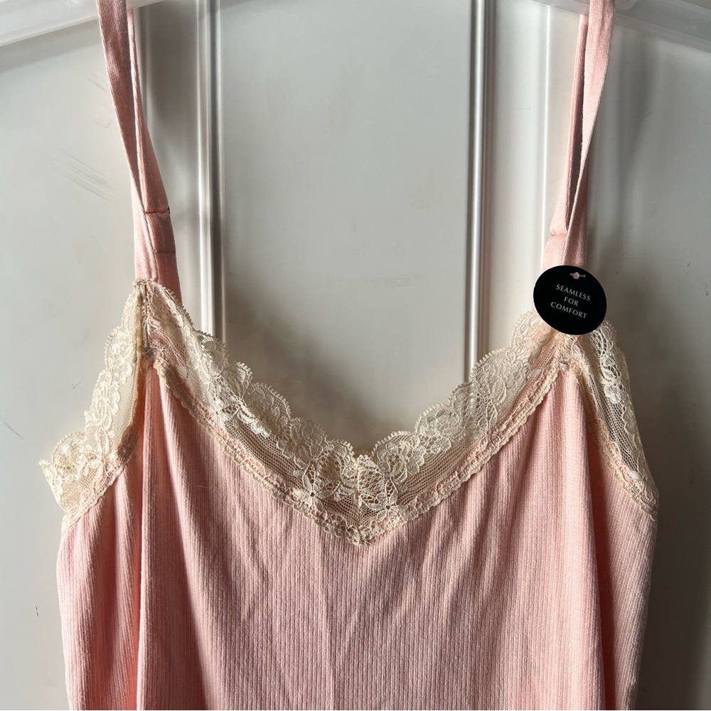 Jones New York Elegant Pink Lace Trim Slip Dress size Large NWT - Picture 2 of 6